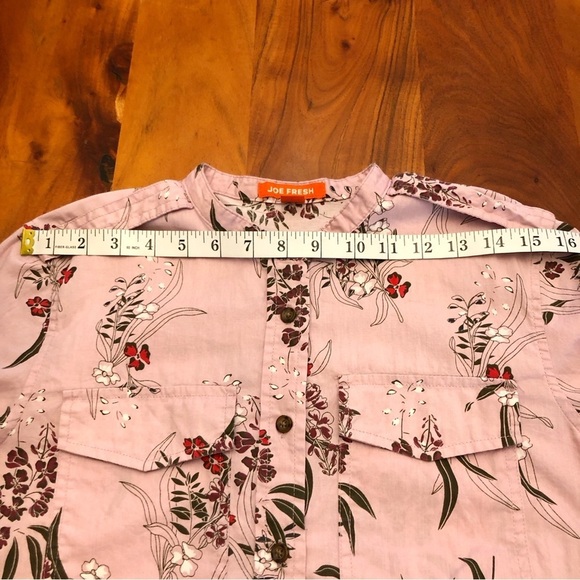 Joe Fresh Boho Cottagecore Pink Floral Pattern Artsy Button Down Shirt Blouse. - Picture 12 of 13